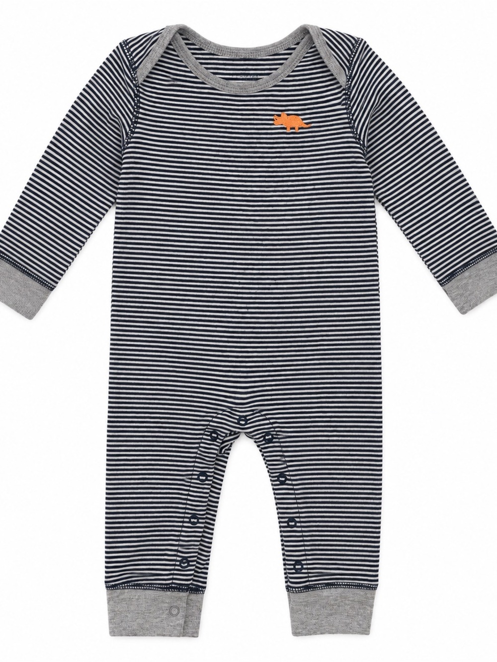 Carter's Navy and White Striped Long-Sleeve One-Piece with Orange Dino